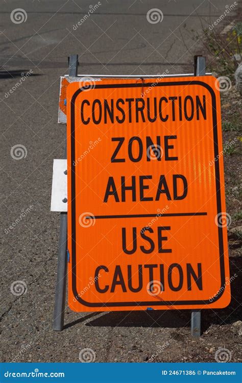 Construction Zone Sign Royalty Free Stock Image Image 24671386