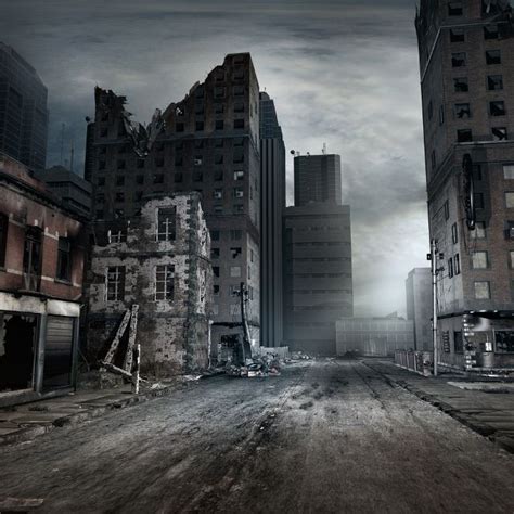 Post Apocalyptic City Abandoned Empty City Street Road Zombie