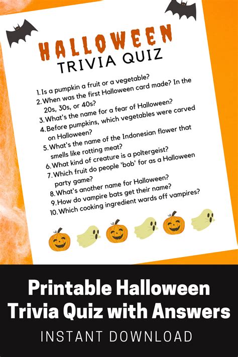Halloween Trivia Quiz Printable Halloween Party Game Etsy Uk