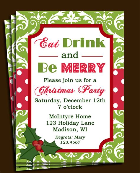 Christmas Party Invitation Printable Or Printed With Free