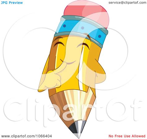Clipart Pencil Character Smiling Royalty Free Vector Illustration By