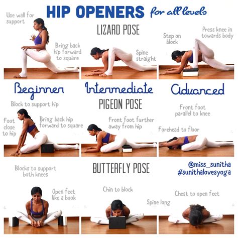 Hip Opening Yoga Poses For All Levels Misssunitha Sunithalovesyoga Easy Yoga Workouts Hip