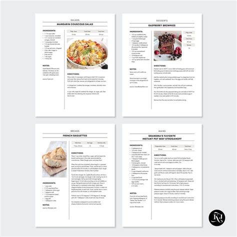 Recipe Template Printable Recipe Book Editable Recipe Etsy Recipe