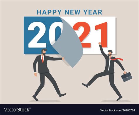 Goodbye 2020 A Businessman Tears Off A Calendar Vector Image