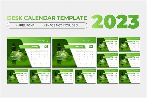 Premium Vector Natural Green 2023 Calendar Template