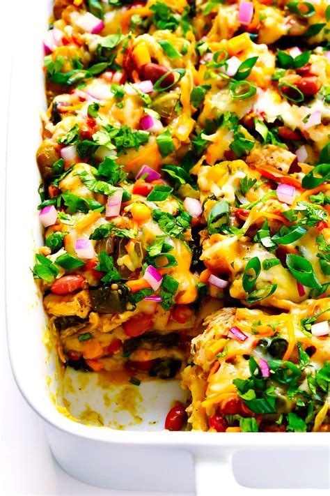 Recipe for chicken and broccoli casserole from the diabetic recipe archive at diabetic gourmet magazine with nutritional info for diabetes meal planning. Verde Chicken Enchilada Casserole | Gimme Some Oven