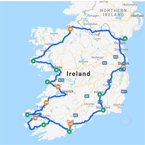 Ireland postcard, hand drawn map, illustrated postcard, irish art, map art, road trip map, going away gift, irish travel map, postcrossing. How to See the Best of Ireland 10 Day Road Trip - TravelKiwis