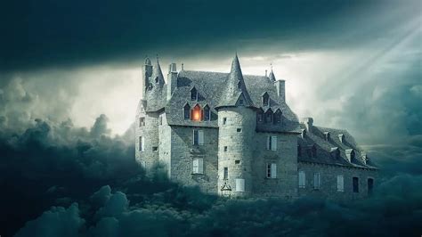 Castle Clouds Sky Light Fantasy Dark Gothic Goth Landscape
