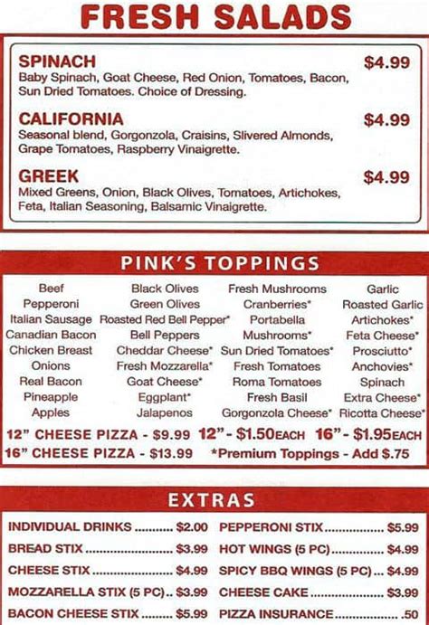pinks pizza menu menu for pinks pizza upper kirby houston urbanspoon zomato