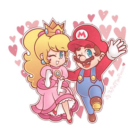 Cute Art Of Mario And Peach Super Mario Super Mario Art Super