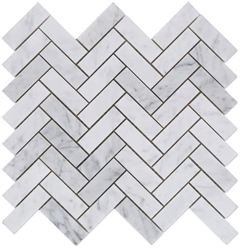 Carrara Bianco Honed 1x3 Herringbone Marble Mosaic Tile