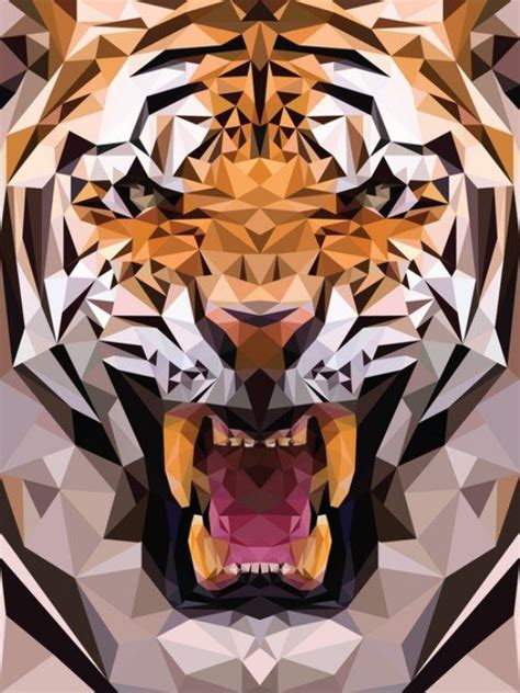 Geometric Tiger Made From Triangles Geometric Tiger Geometric