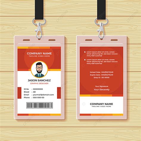 Inspiration for your own designs: Red Employee Id Card Design Template Template for Free ...