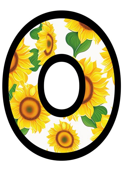 Sunflower Floral Alphabet Letter O With Yellow Sunflower Pattern