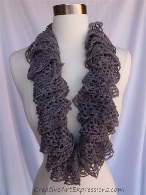 Creative Art Expressions Hand Knitted Soft Lace Frill Ruffle Scarves