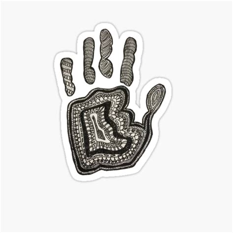 Wavy One A Squiggly Lined Outline Of A Hand Waving Sticker For Sale