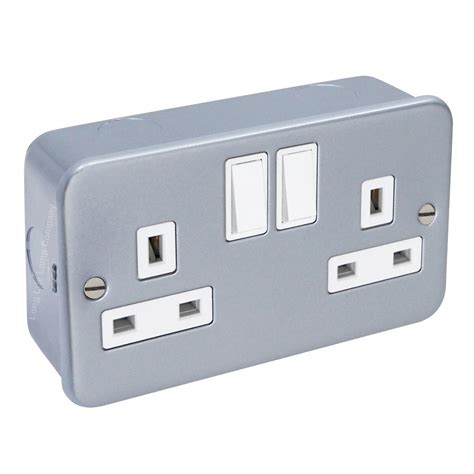 metal clad 13 amp double 2 gang switched socket twin electrical wall plug socket ebay