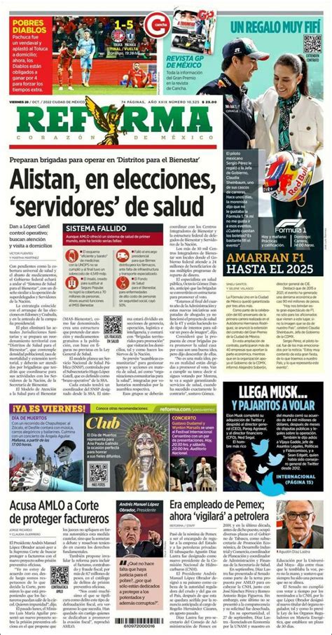 Periódico Reforma México Periódicos de México Edición de viernes