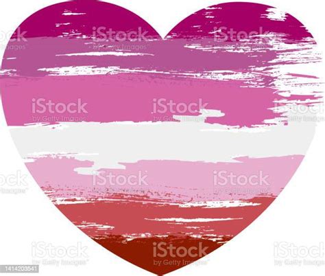 Lesbian Rainbow Brush Stroke Heart Pride Flag Symbol Of The Lgbt Stock