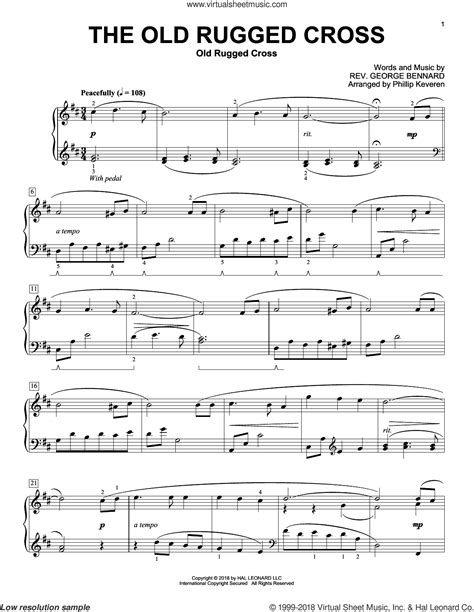 The Old Rugged Cross Classical Version Arr Phillip Keveren Sheet