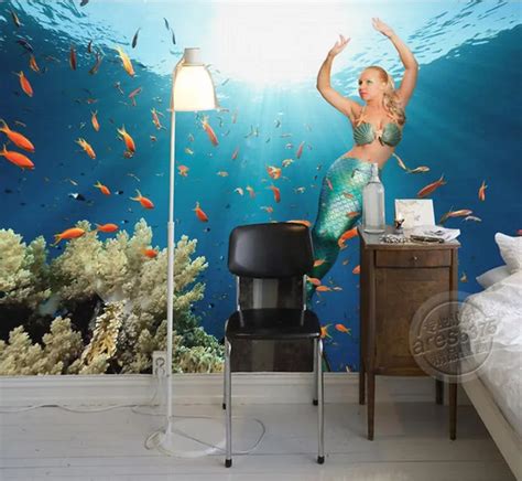 Beautiful Mermaid Wallpaper Underwater World Wall Mural 3d Photo