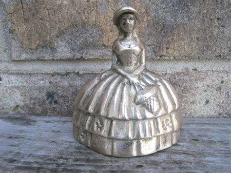 Vintage Brass Southern Belle Lady Victorian Dress Bonnet Basket Collector S Bell 24 99 Picclick