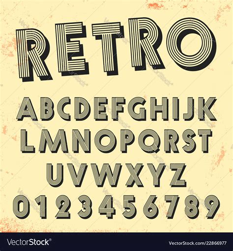 Retro Line Font Template Set Of Vintage Letters Vector Image