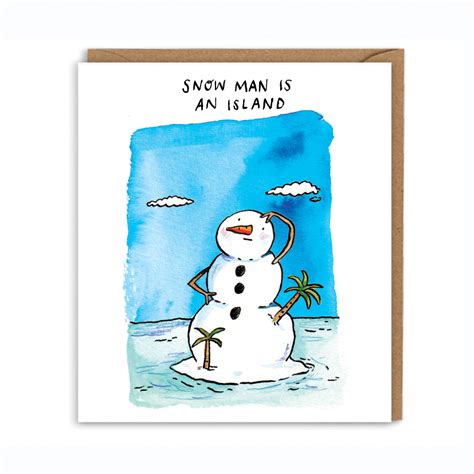 Snow Man Is An Island Snowman Pun Card Jelly Armchair