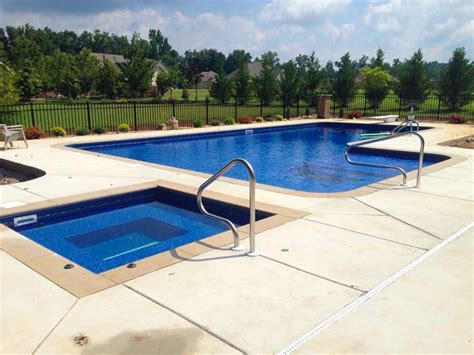True L Shaped Inground Pool With Tanning Ledge And Inground Square Spa Pool Patio Inground
