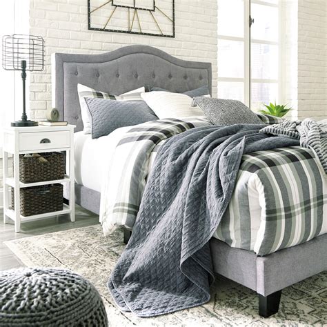Signature Design By Ashley Jerary King Upholstered Panel Bed In Gray
