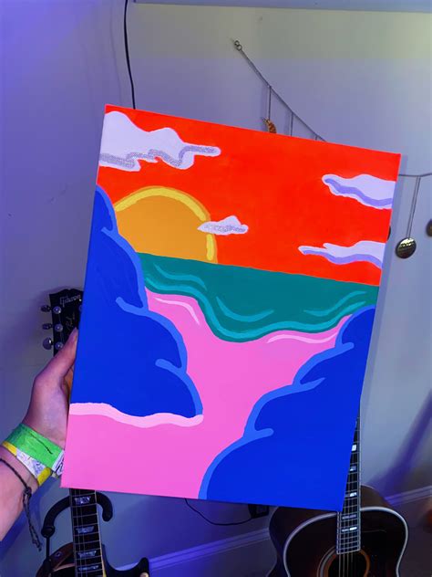 Trippy Beach Art 🌞🌊🏄🏼‍♀️ Diy Canvas Art Painting Diy Art Painting