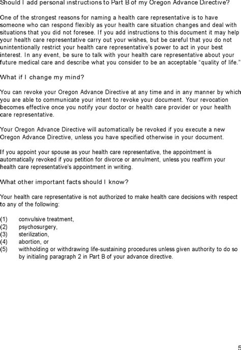 Free Oregon Health Care Advance Directive Form Pdf 88kb 15 Pages
