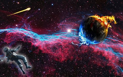 Astronaut Floating Near Planet Digital Wallpaper Space Hd Wallpaper
