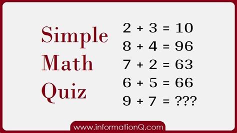 Simple Math Quiz 01 Iq Test Quiz Question And Answer