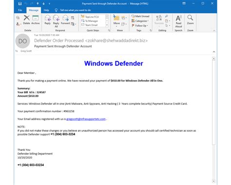 Phishing Windows Defender