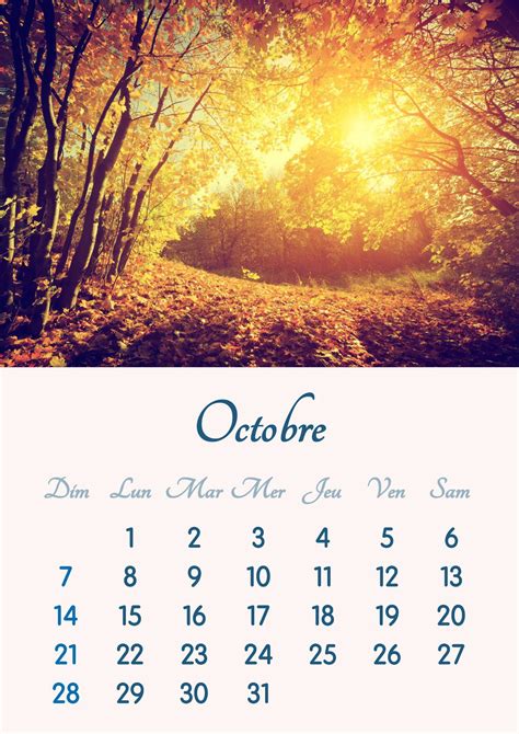 Calendrier Octobre 2018 Imprimable Au Format A4 Montage Photo Pixiz