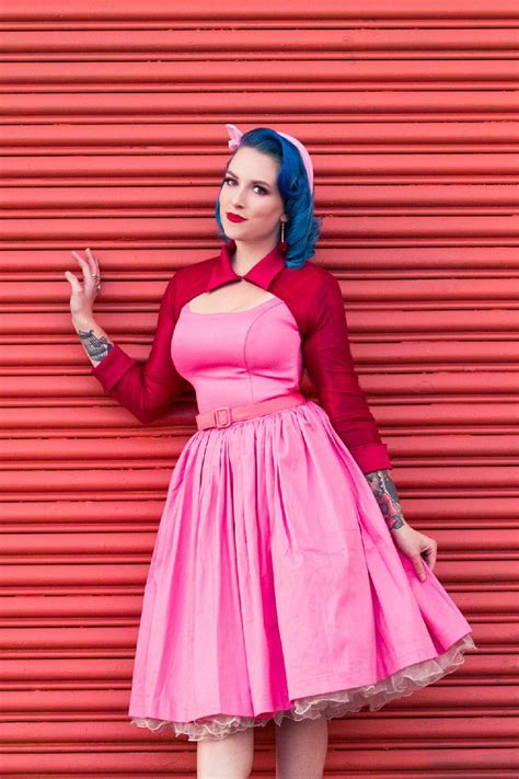 Pinup Couture Jenny Dress In Cotton Candy Pink Retro Style Swing