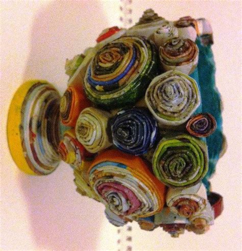 Cup Paper Mache And Coiled Paper Vessel With Stand Etsy Paper Mache