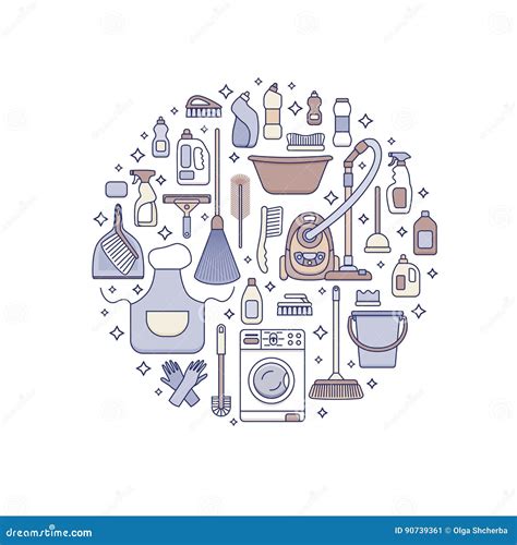 Household Cleaning Supplies Stock Vector Illustration Of Flat