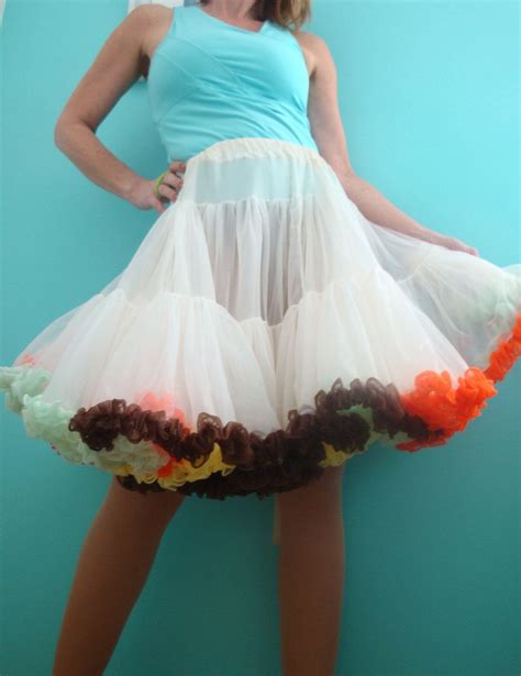 Crinoline Petticoat Poofy White Crinoline Petticoat Colorful Tiered