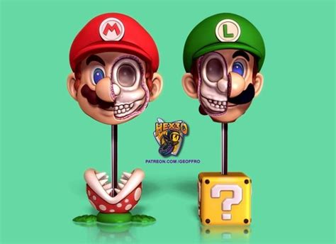 Desire Fx 3d Models Hex3d Mario Luigi Zombie Head Set 3d Print