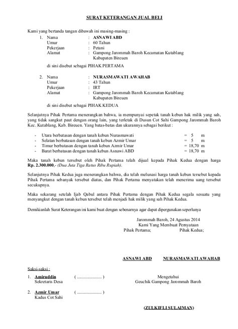 Surat Pernyataan Jual Beli Tanah - ascsece