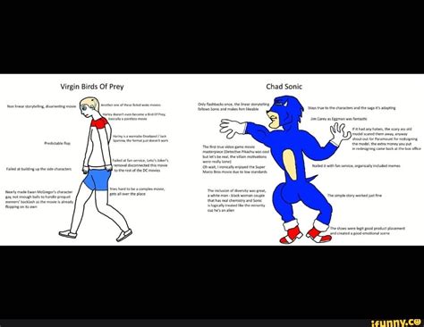 Chad Sonic Virgin Birds Of Prey 2 Organically Incided Memes White Man