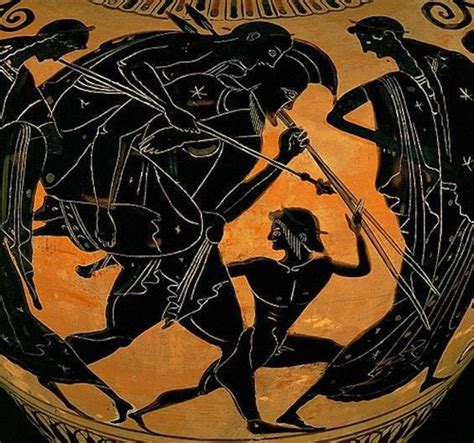 An Ancient Greek Vase With Two Men Fighting