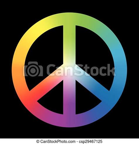 Peace Sign Colorful Rainbow Black Peace Sign With Circular Rainbow