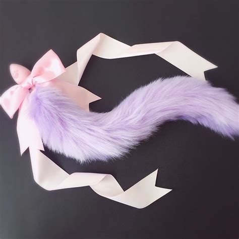 100 Handmade Lovely Japanese Soft Fox Tail Bow Silicone Butt Anal Plug Erotic Cosplay