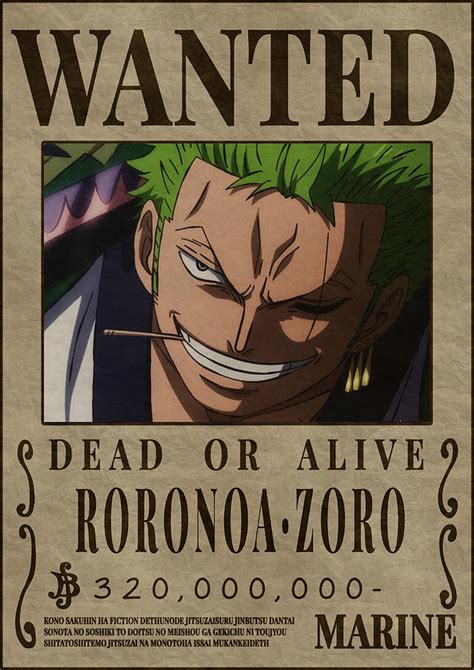 Zoro Bounty Wanted Poster One Piece Digital Art By Anime One Piece Pixels