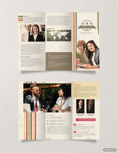 Multipurpose Retro Trifold Brochure Template In Indesign Word