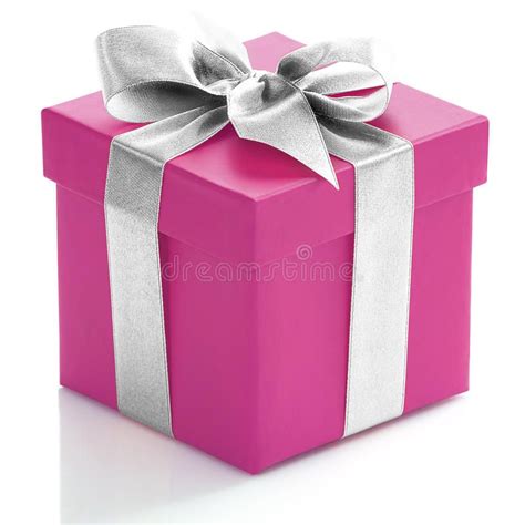 Single Pink T Box With Silver Ribbon Stock Image Image Of Luxury