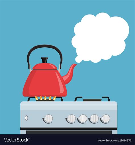 Kitchen Kettle On Gas Stove Royalty Free Vector Image